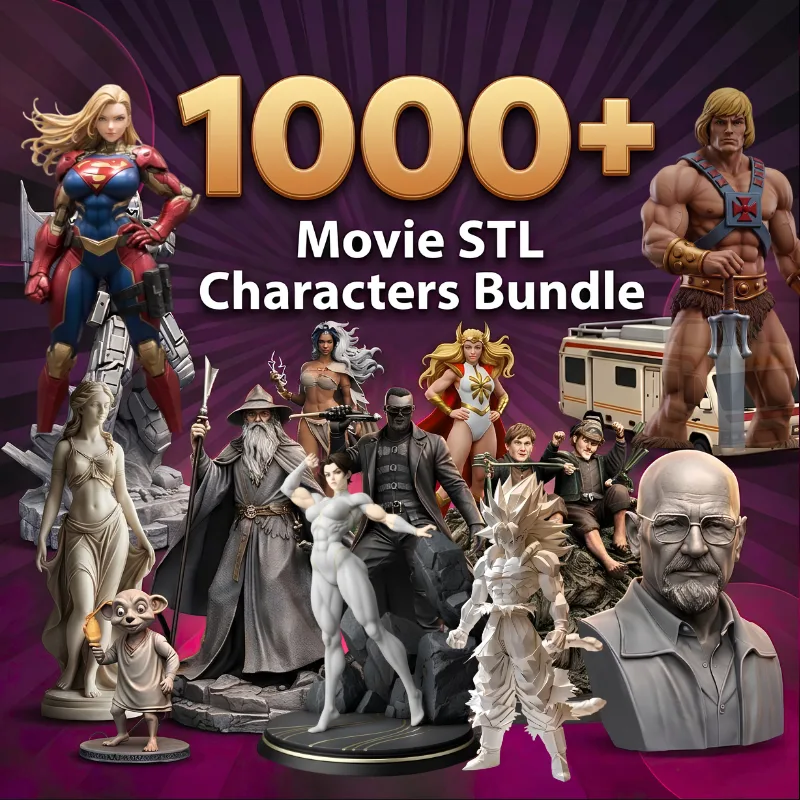 Movie STL characters bundle preview - 1000+ cinematic character 3D printing models